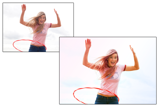 Student example of retouching an image both before and after.